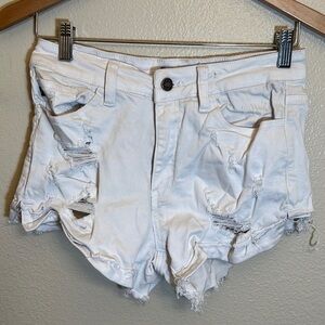 KANCAN White Distressed Juniors Jean Shorts